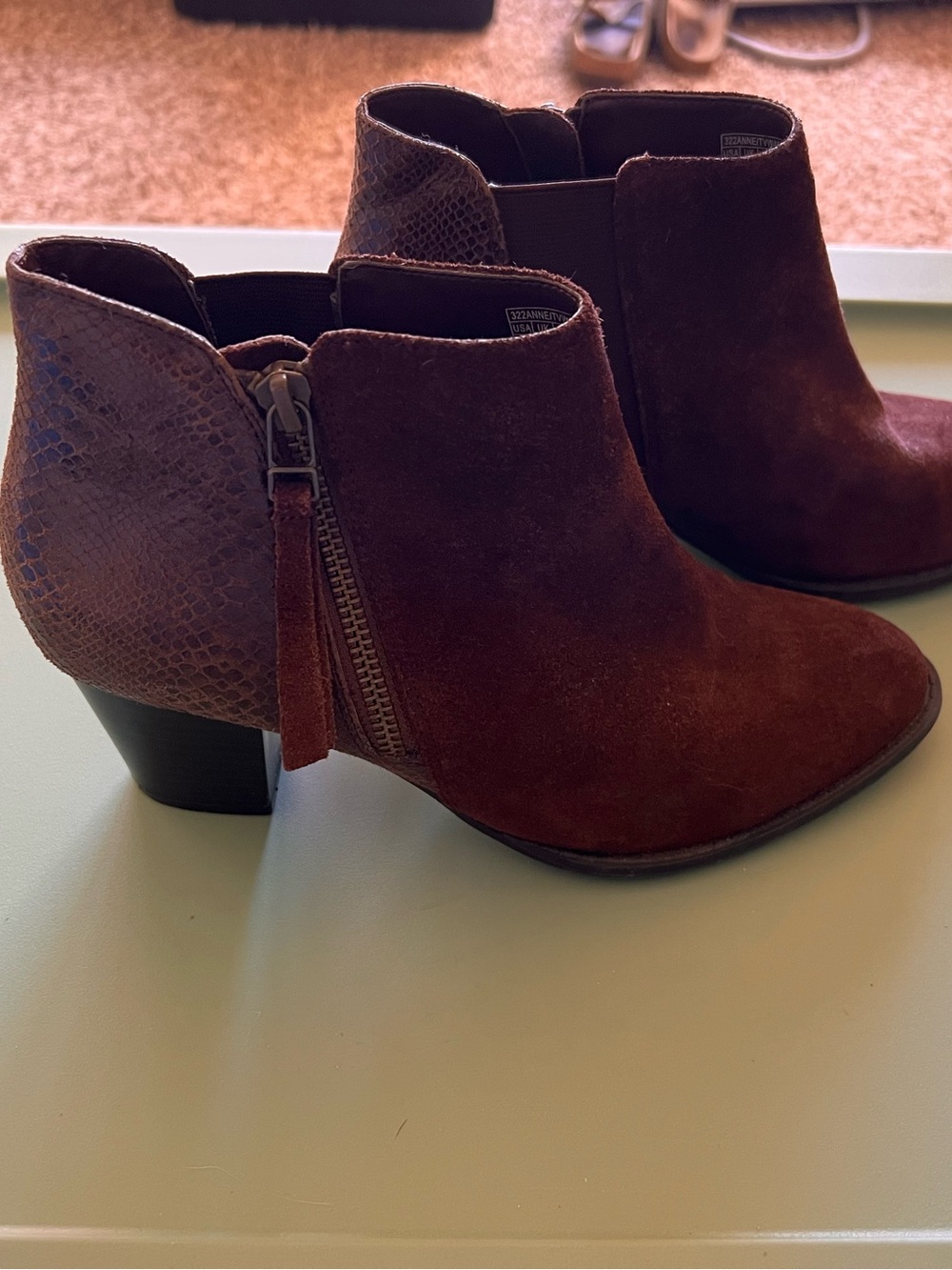 Vionic Suede & Snake Print Ankle Boots